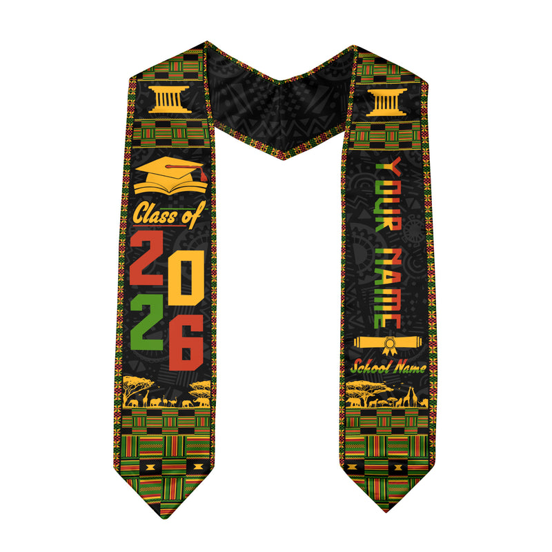 Customized African American Graduation Stole Inspired by Pan African Colors, Graduation Sash 2026