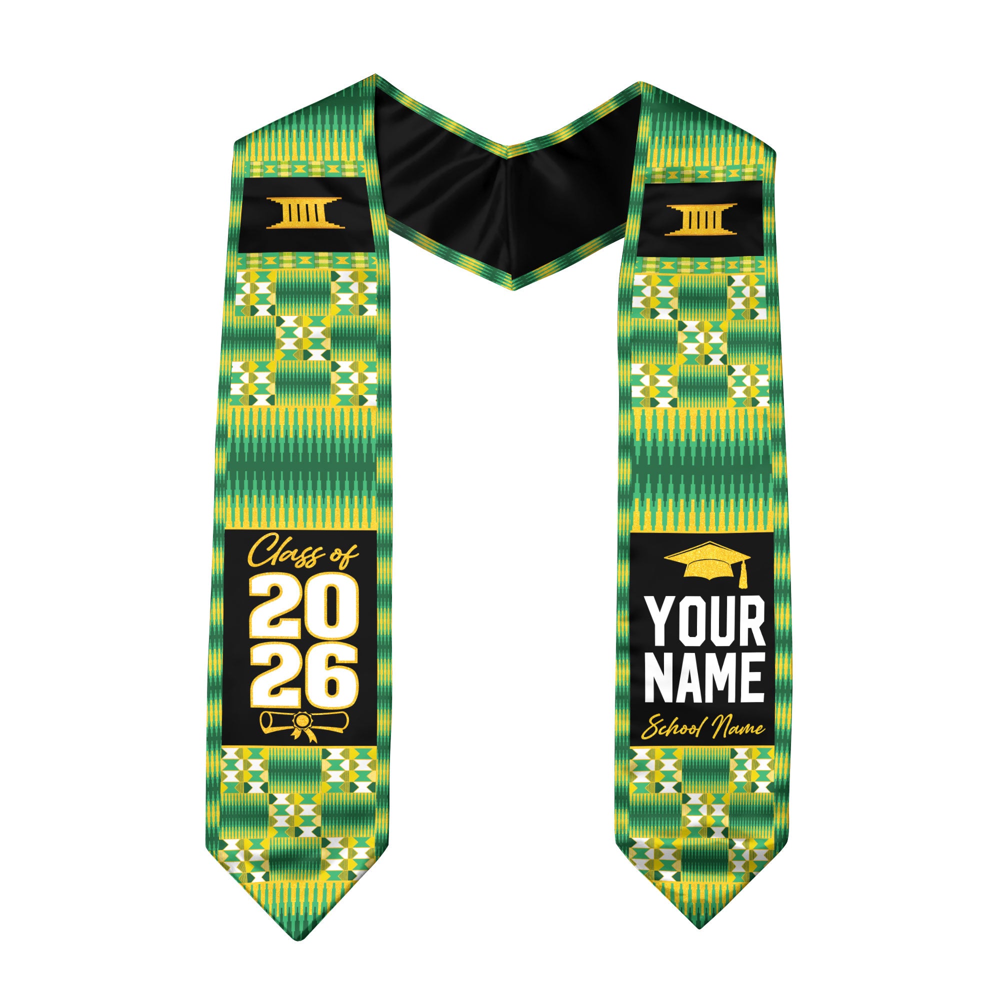Africa Graduation Sash 2026, African Flag Graduation Stole, Personalized Finish for Grads