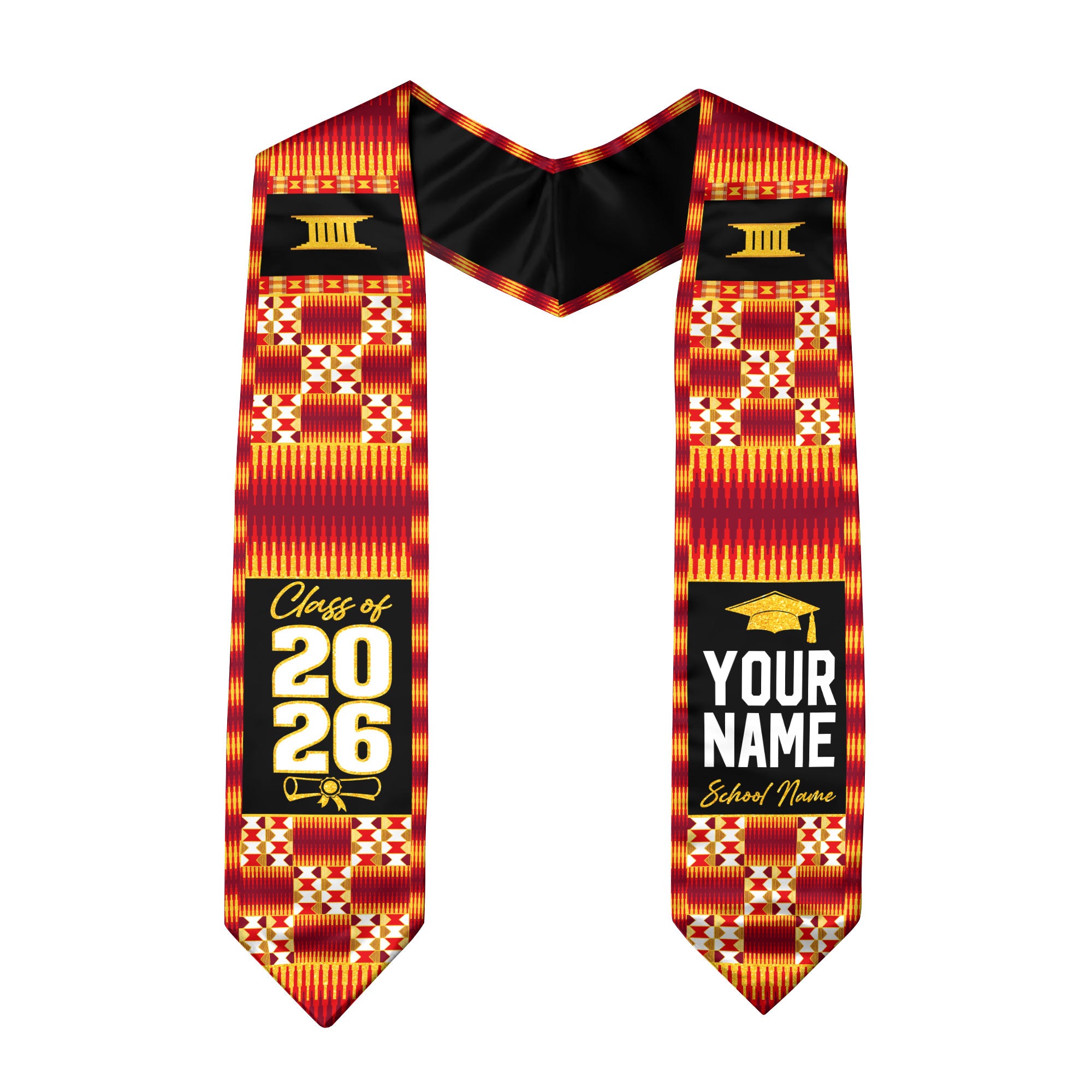 African Flag Graduation Sash 2026, Africa Graduation Stole, Customizable Detail Stole