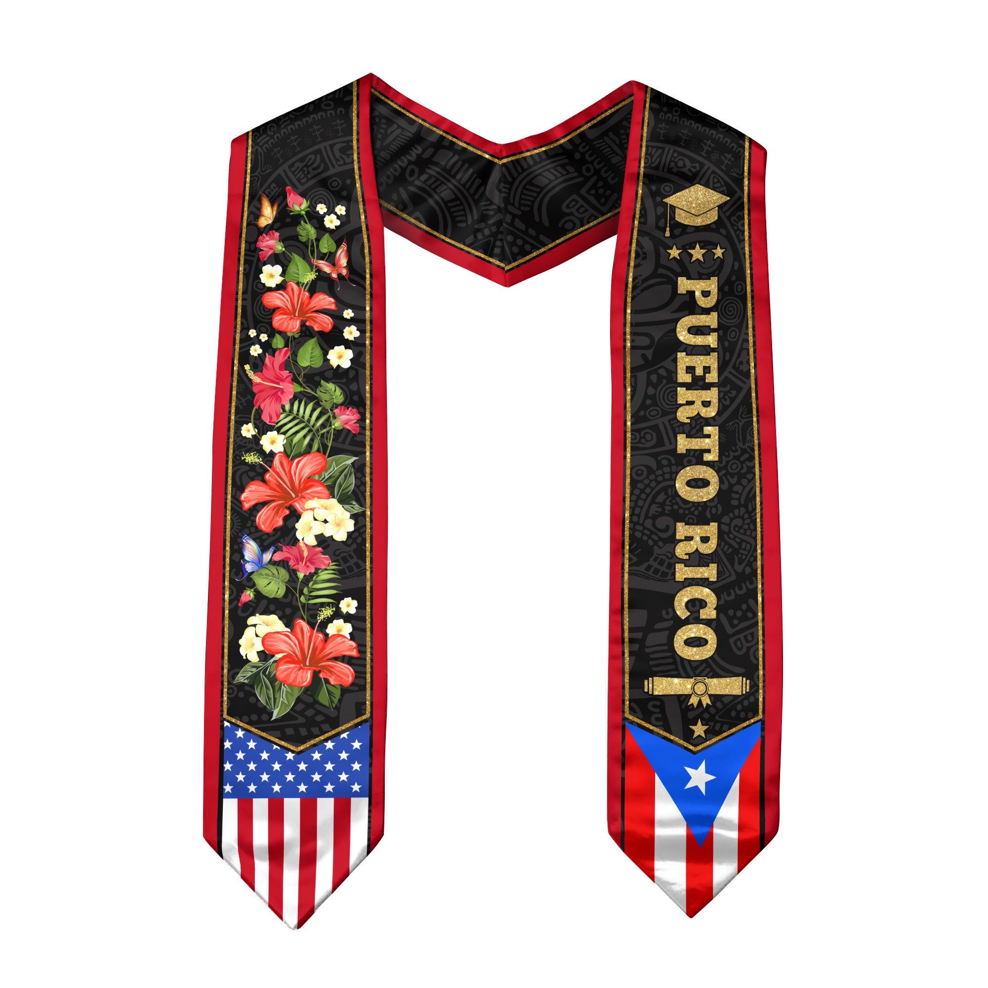 Puerto Rican Flag Graduation Stole 2026, Puerto Rico Graduation Sash, PR Stole