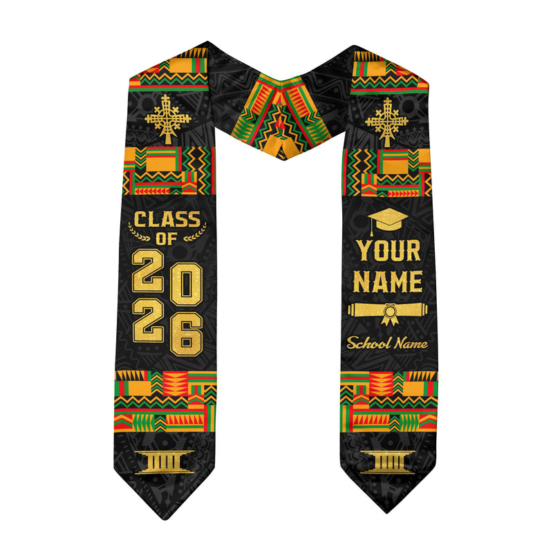 African Graduation Sash 2026, African American Flag Graduation Sash, African Stole