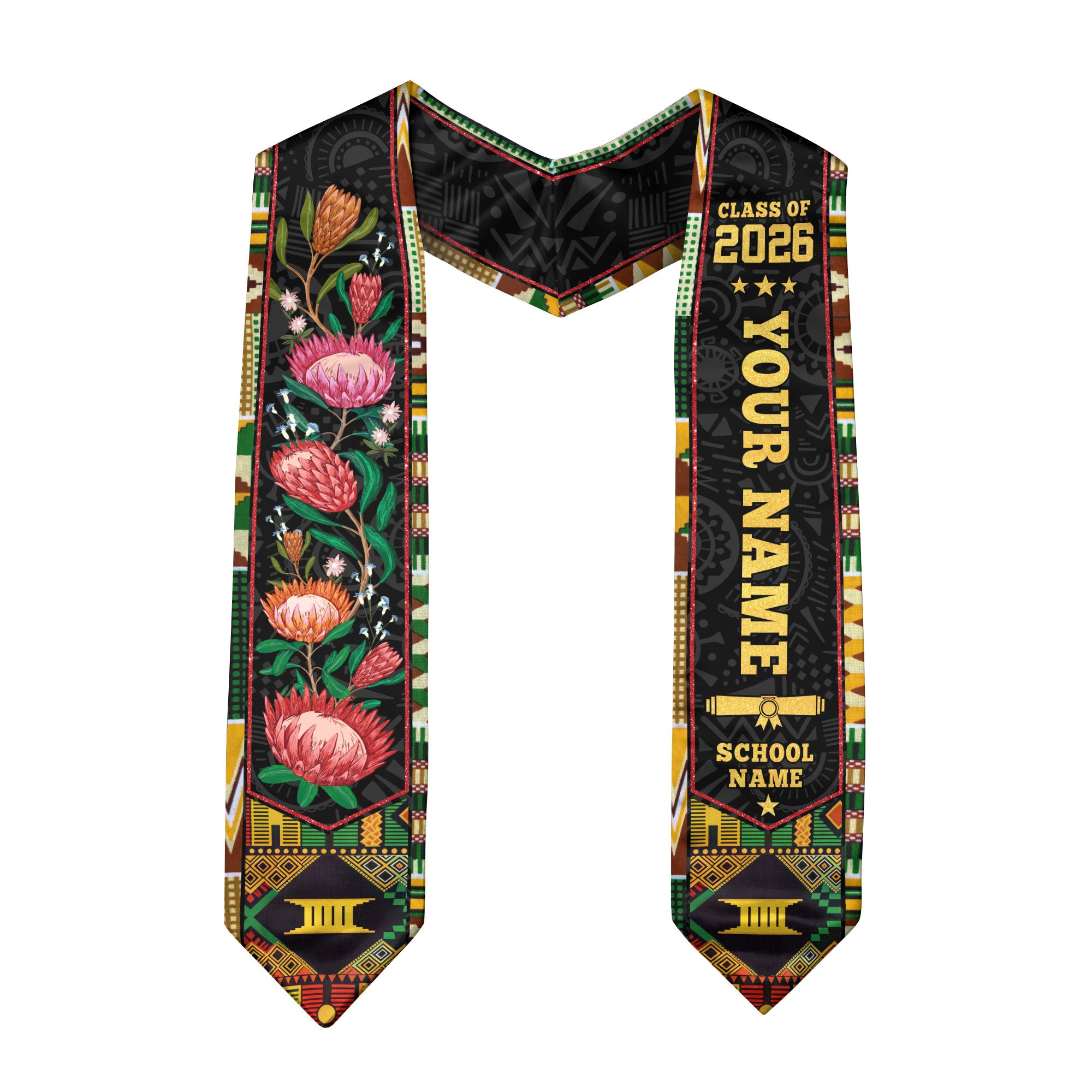 African Graduation Sash 2026, African American Flag Stole, African Graduation Stole