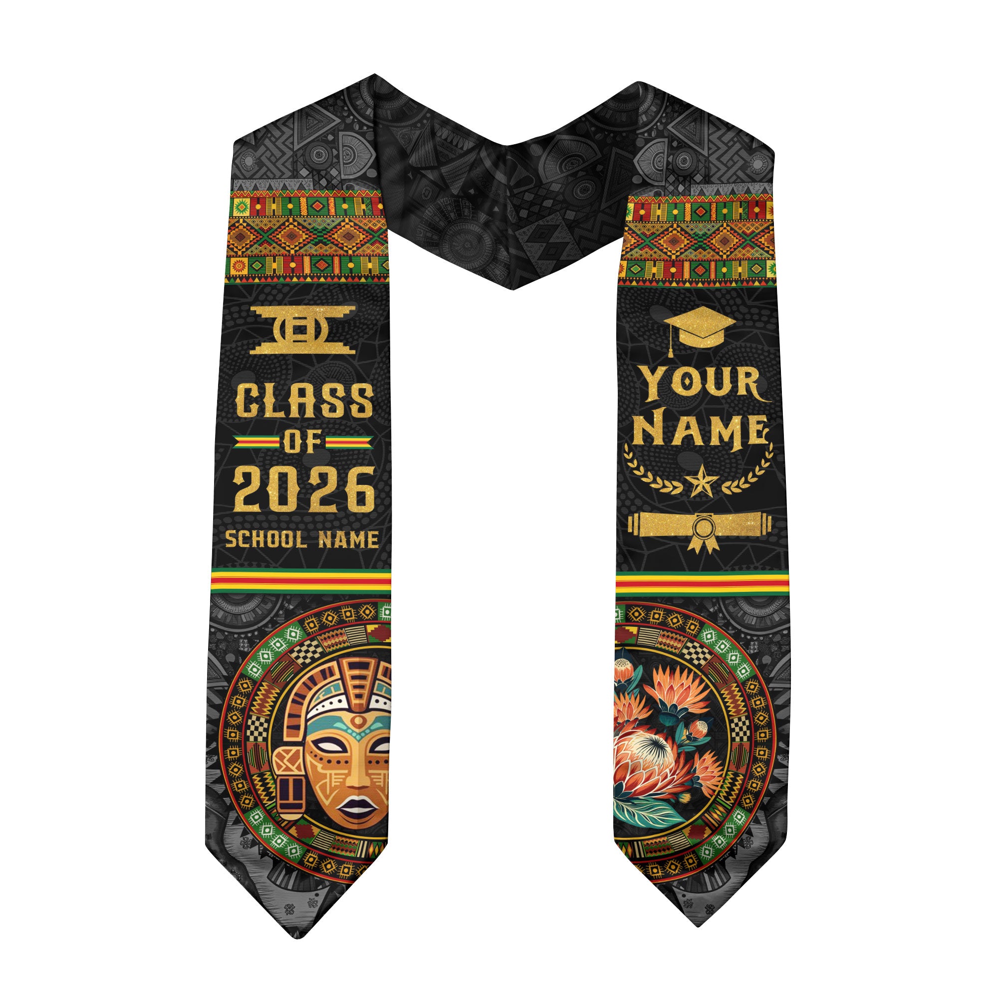 African Graduation Stole 2026, African American Flag Sash, African Graduation Sash