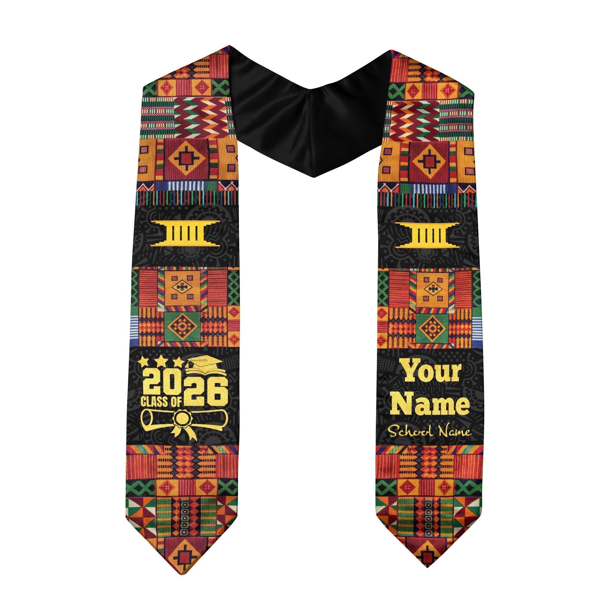 African American Flag Graduation Stole 2026, African Sash, African Graduation Stole