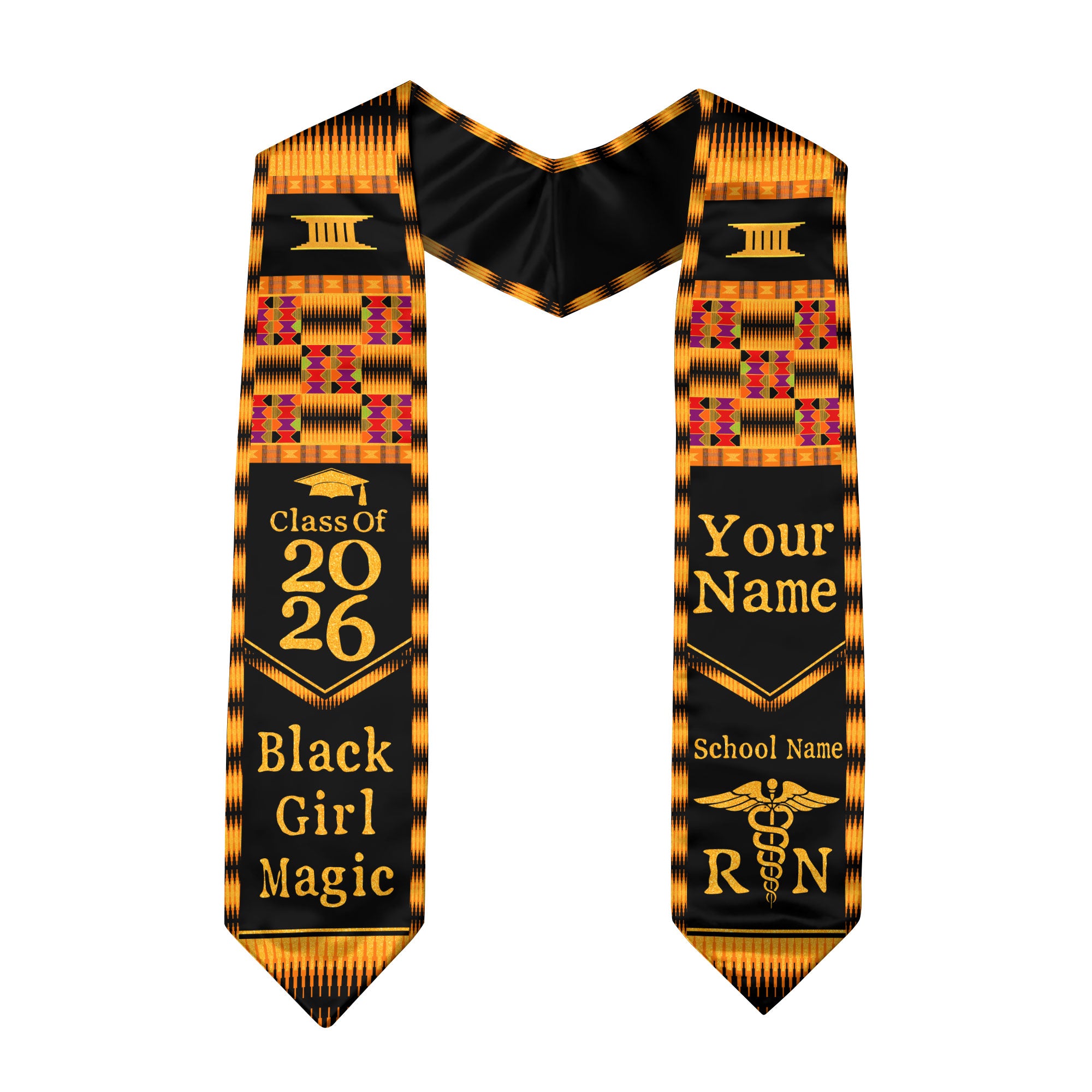 Customized African BSN Nursing Graduation Stole, RN Nurse Ceremony Sash 2026