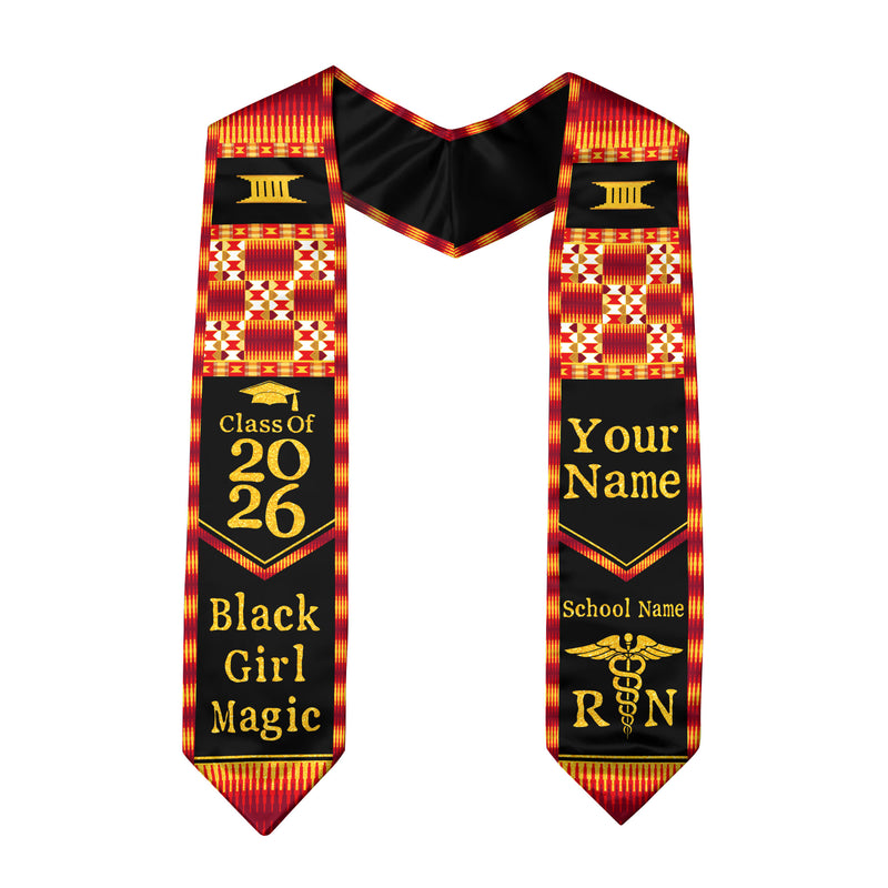 Customized African Inspired Nursing Graduation Stole for RN BSN Students, Sash 2026