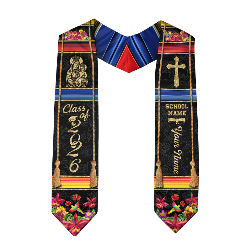 Colombian Flag Graduation Stole 2026, Colombia Sash for Grads, Personalized Trim Option