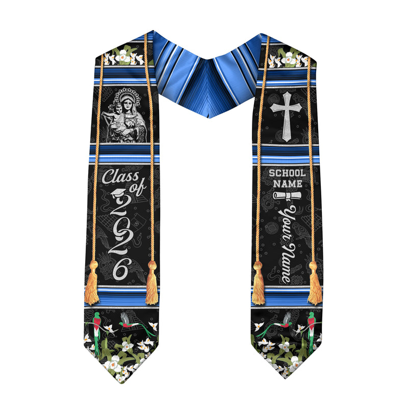 Guatemalan Flag Graduation Stole 2026, Guatemala Sash for Grads, Personalized Trim Option