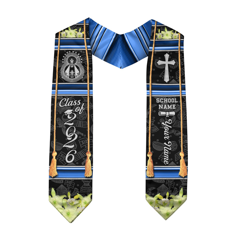 Honduran Flag Graduation Stole 2026, Honduras Sash for Grads, Personalized Trim Option