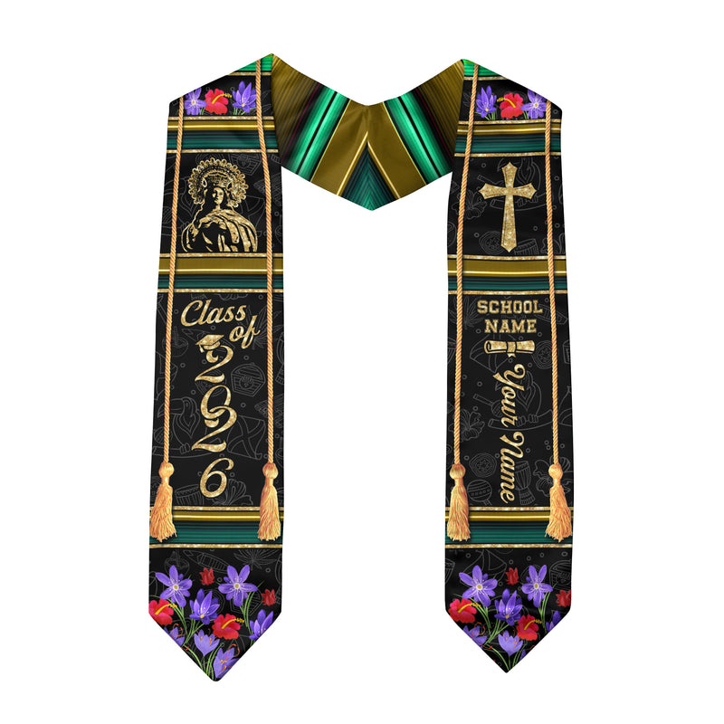 Jamaican Flag Graduation Stole 2026, Jamaica Sash for Grads, Personalized Trim Option