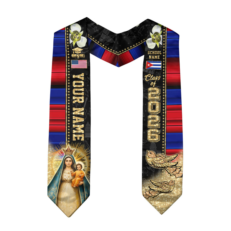 Class of 2026 Cuba Graduation Sash, Cuban Flag Stole, Custom-Ready Graduation Style