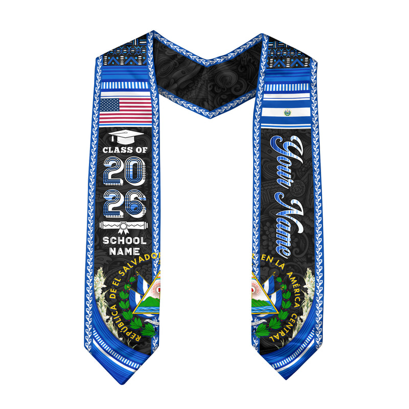 El Salvador Graduation Stole 2026, Salvadoran Flag Sash, Bespoke Touch for Class of 2026
