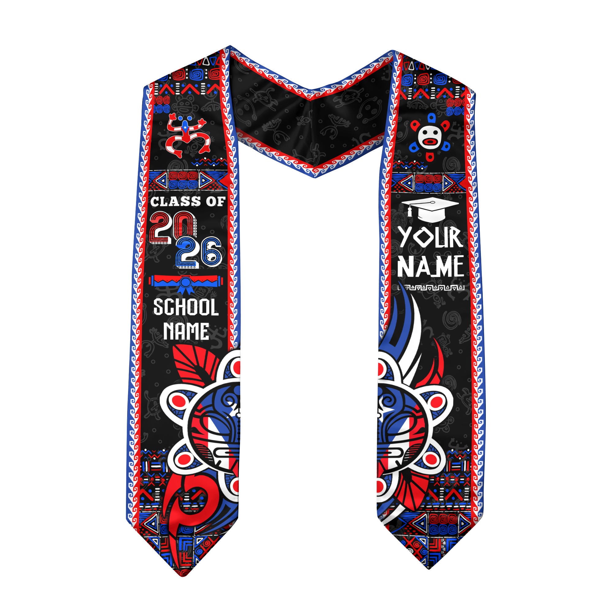 Puerto Rico Graduation Stole 2026, Puerto Rican Flag Sash, Tailored Detail for Class of 2026