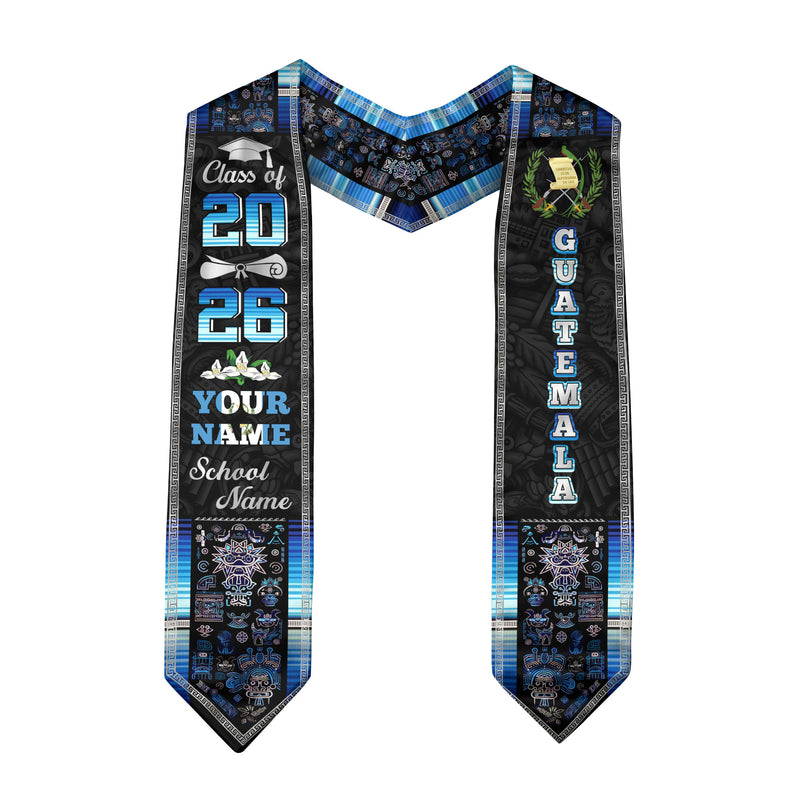 Guatemalan Flag Graduation Sash 2026, Guatemala Graduation Stole, Tailored Detail Grads
