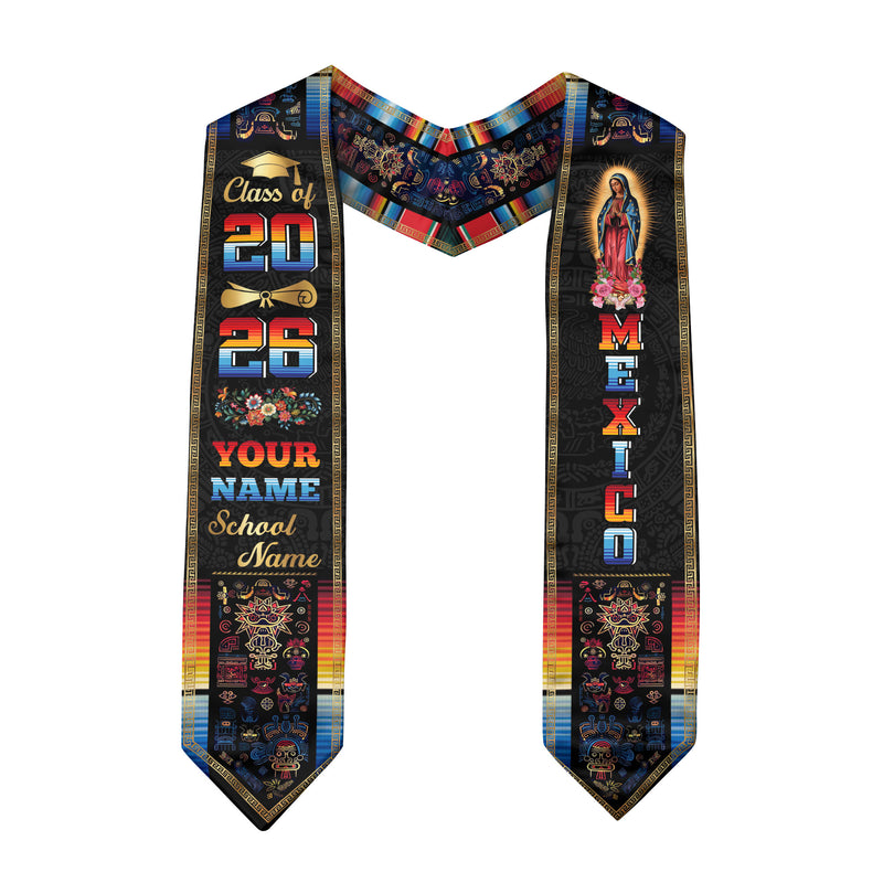 Mexican Flag Graduation Stole 2026, Mexico Grad Sash, Custom Detail Option for Grads