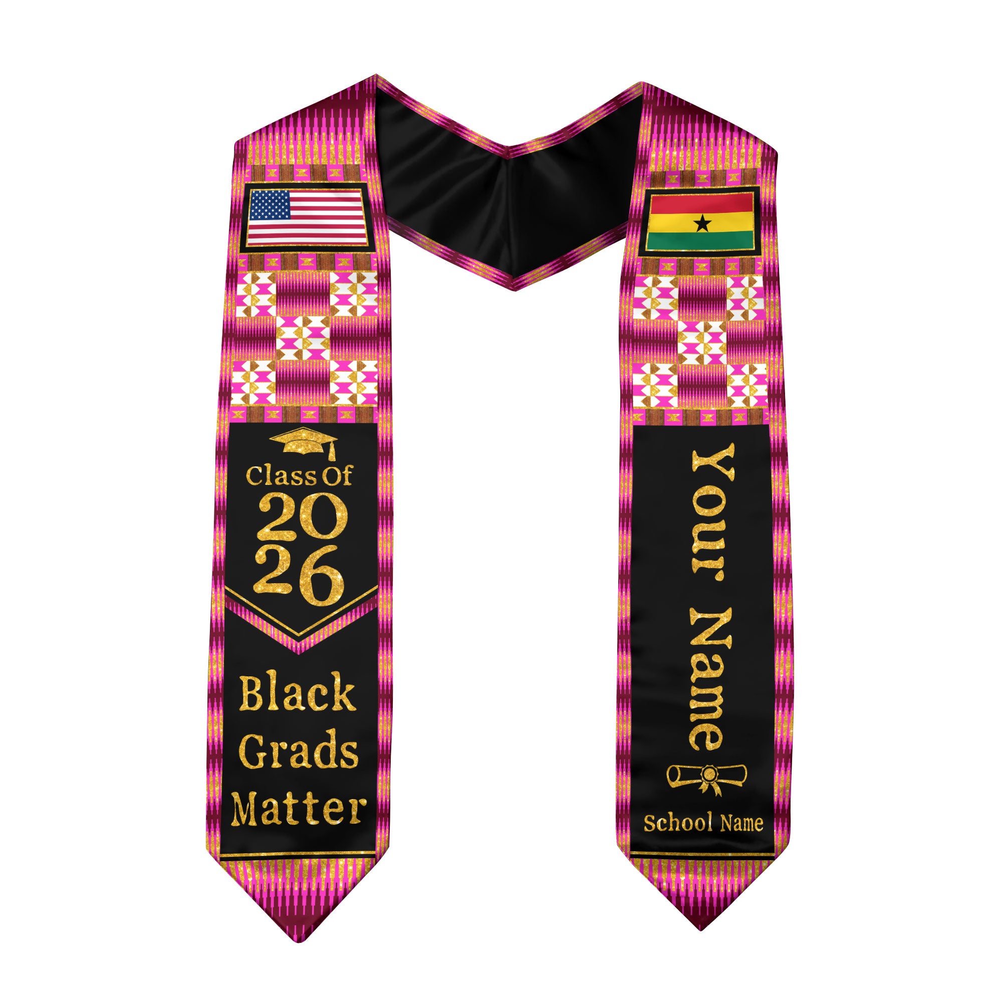 Customized Ghana Graduation Sash with Traditional Flag Motif, Ceremony Stole for Class of 2026