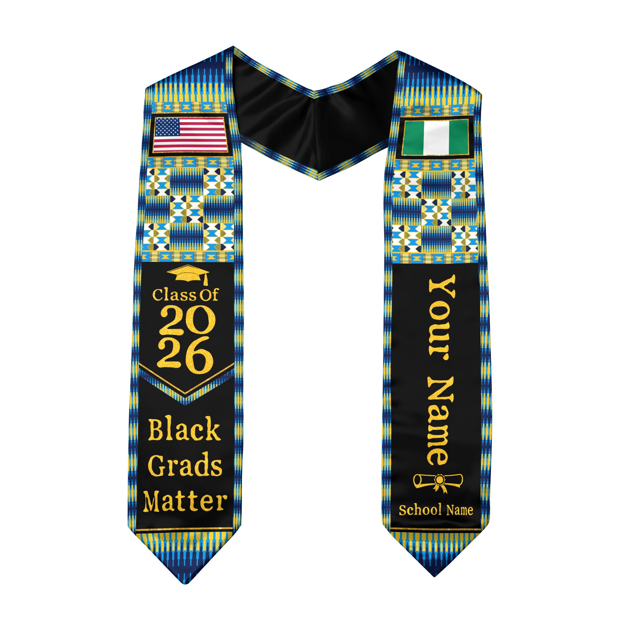 Customized Nigeria Graduation Stole Featuring Nigerian Flag Heritage Style, Graduation Sash for Class of 2026