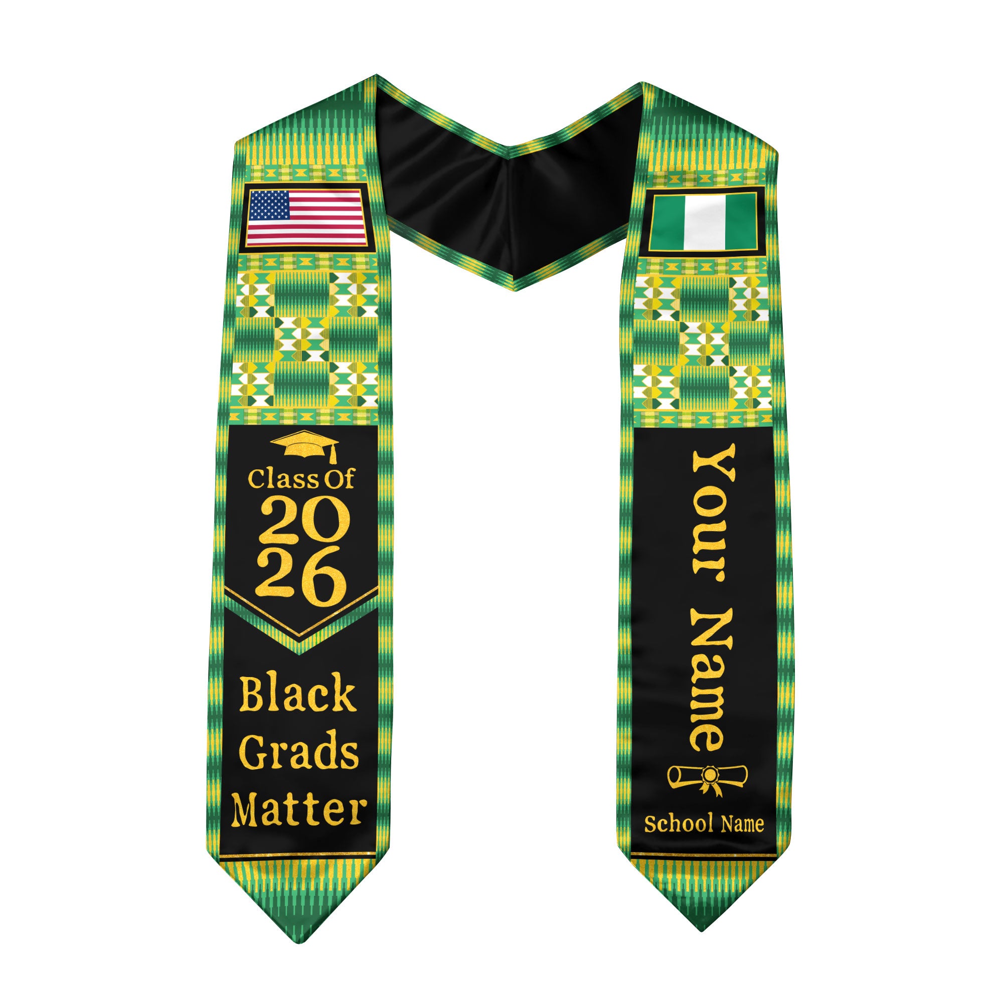 Customized Nigerian Graduation Stole with National Flag Inspired Design, Graduation Sash Class of 2026