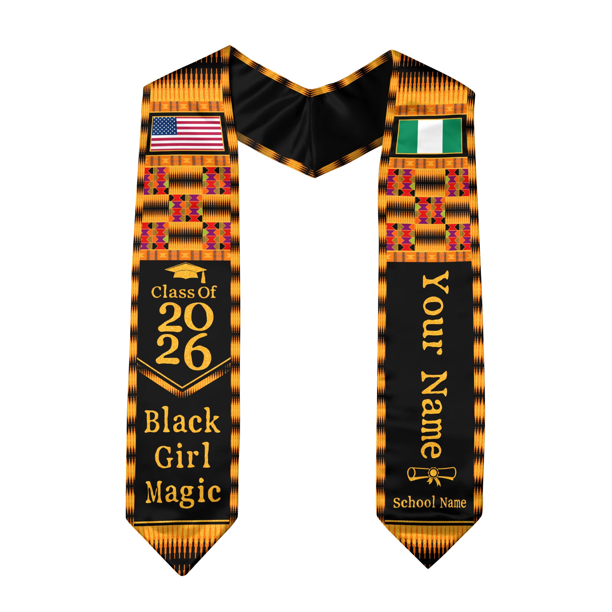 Customized Graduation Stole Nigeria Highlighting Cultural Flag Pride, Graduation Sash for Class of 2026