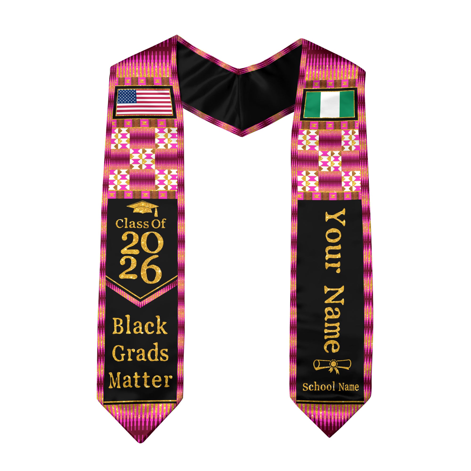 Customized Nigeria Graduation Stole Showcasing Traditional Flag Colors, Graduation Sash for 2026