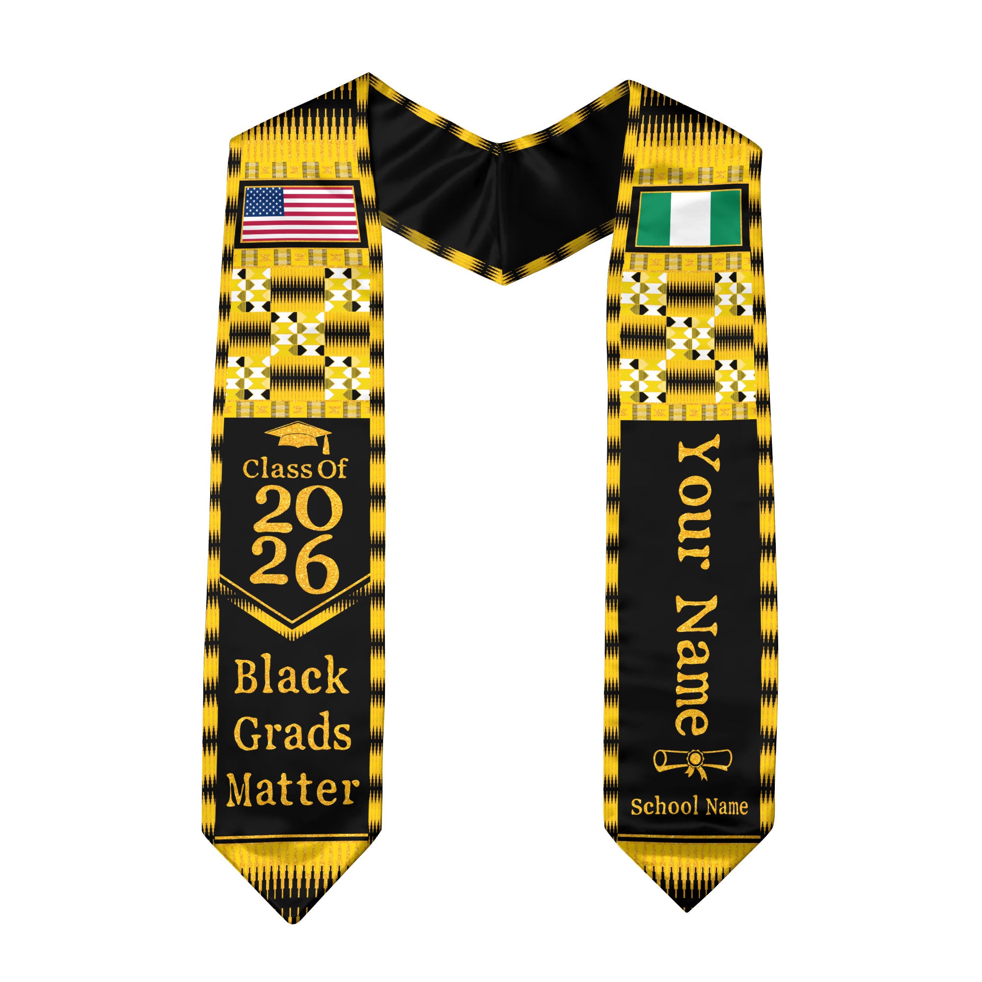 Customized Nigeria Graduation Stole Featuring Flag Identity Design, Graduation Sash for Class of 2026