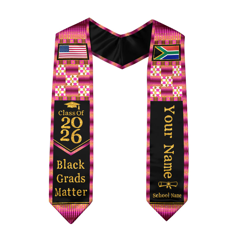 Customized South African Graduation Stole Showcasing National Flag Colors, Graduation Sash 2026