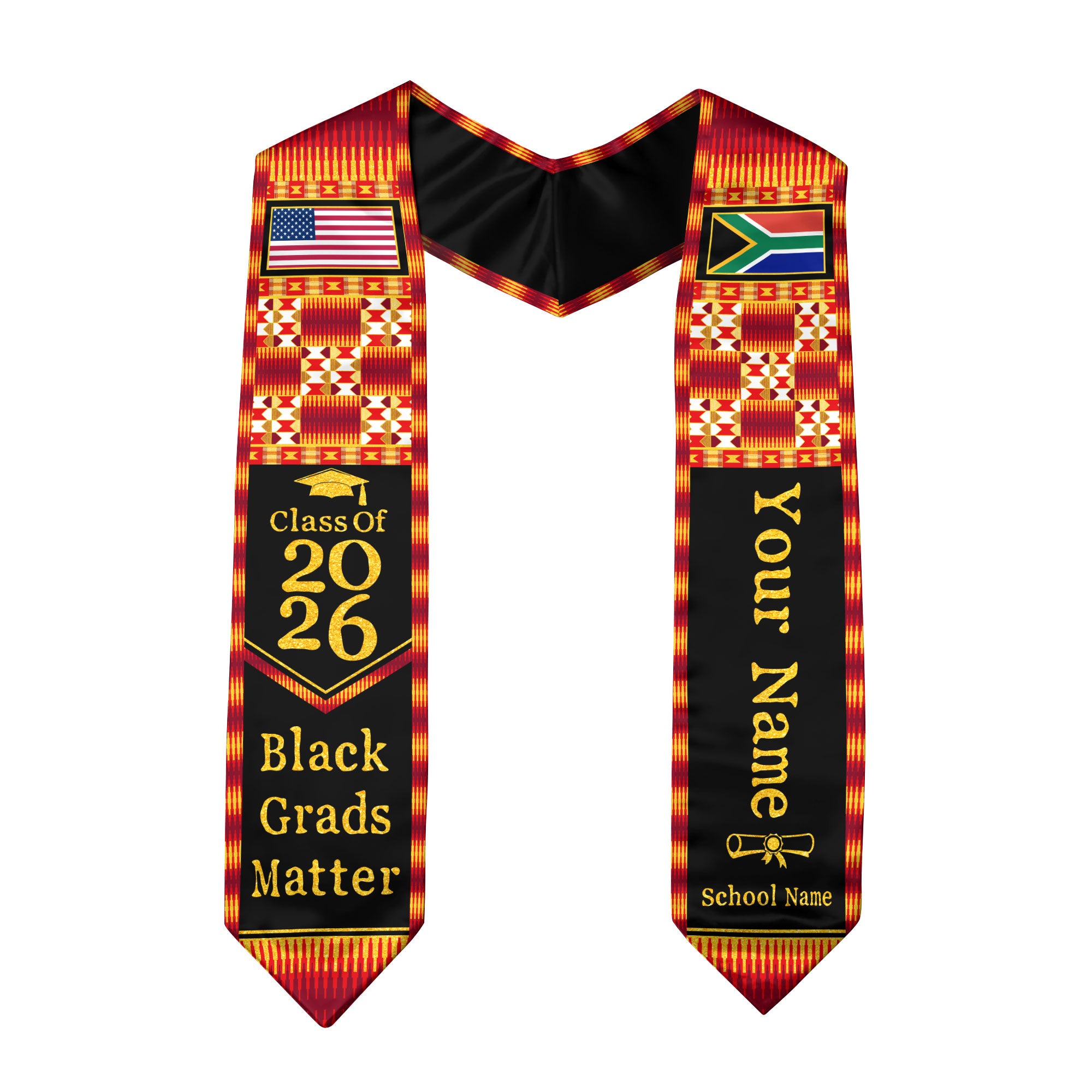 Customized South Africa Graduation Sash with Heritage Flag Motif, Ceremony Stole for Class of 2026