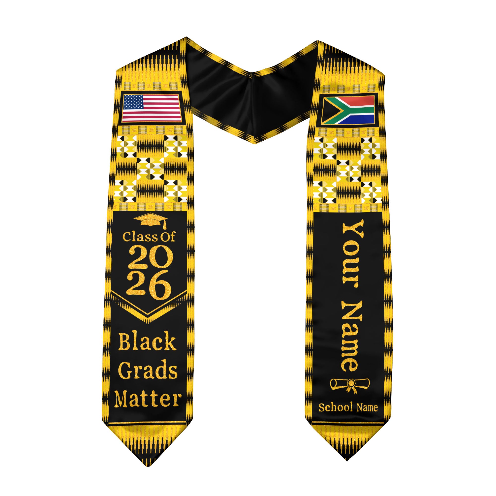 Customized South Africa Graduation Stole Highlighting Flag Identity Design, Graduation Sash for 2026