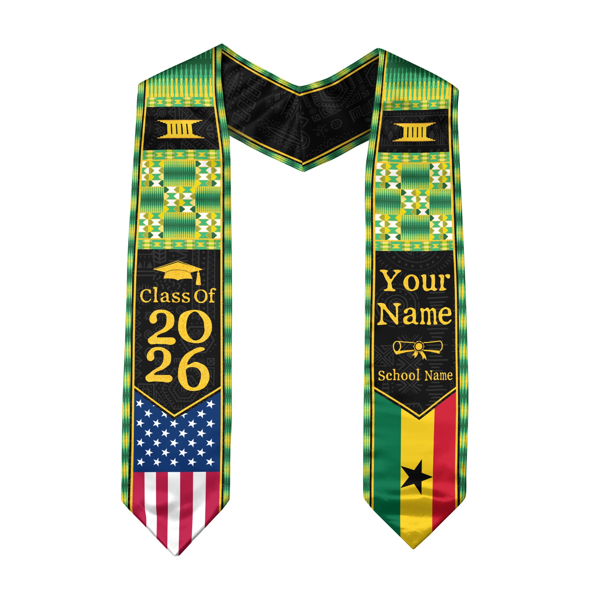 Customized Graduation Stole Ghana with National Flag Inspired Style, Graduation Sash 2026