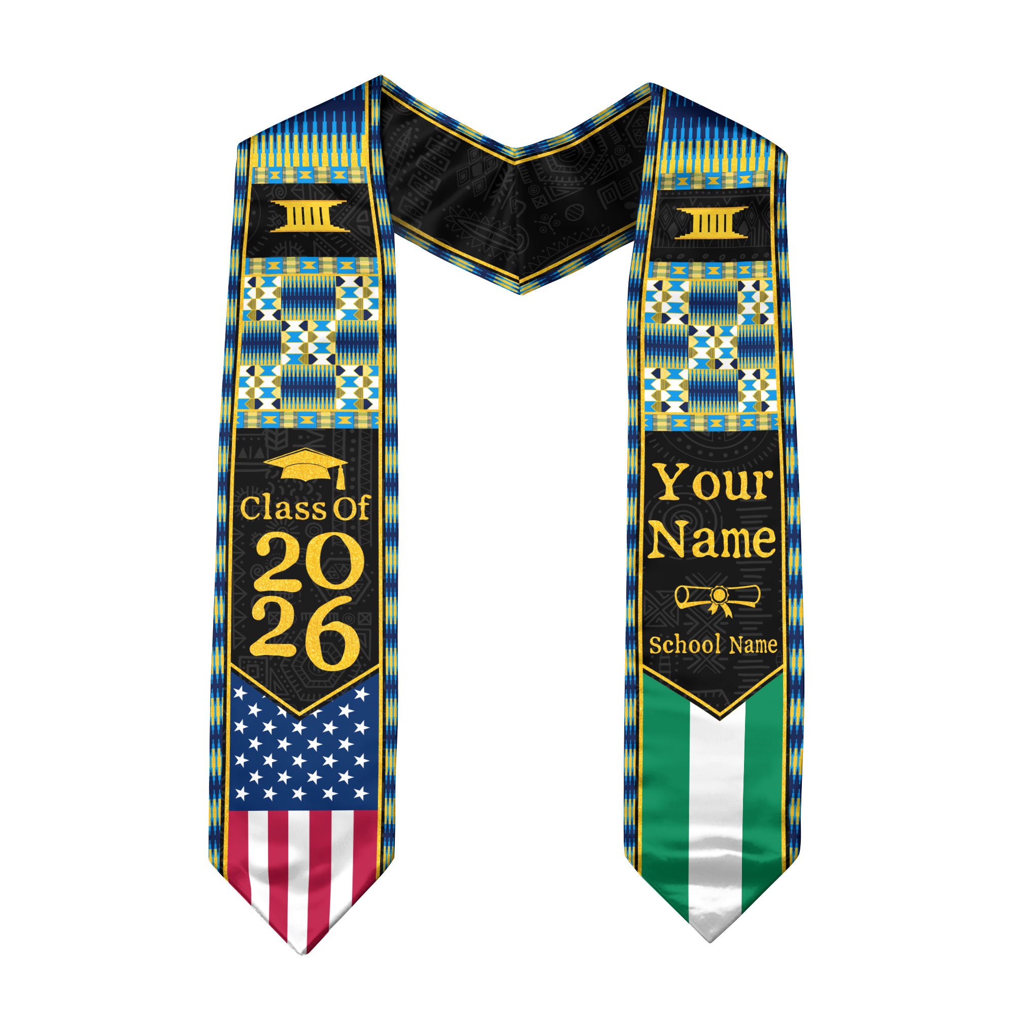 Customized Nigeria Graduation Stole Featuring Nigerian Flag Heritage Design, Graduation Sash Class of 2026