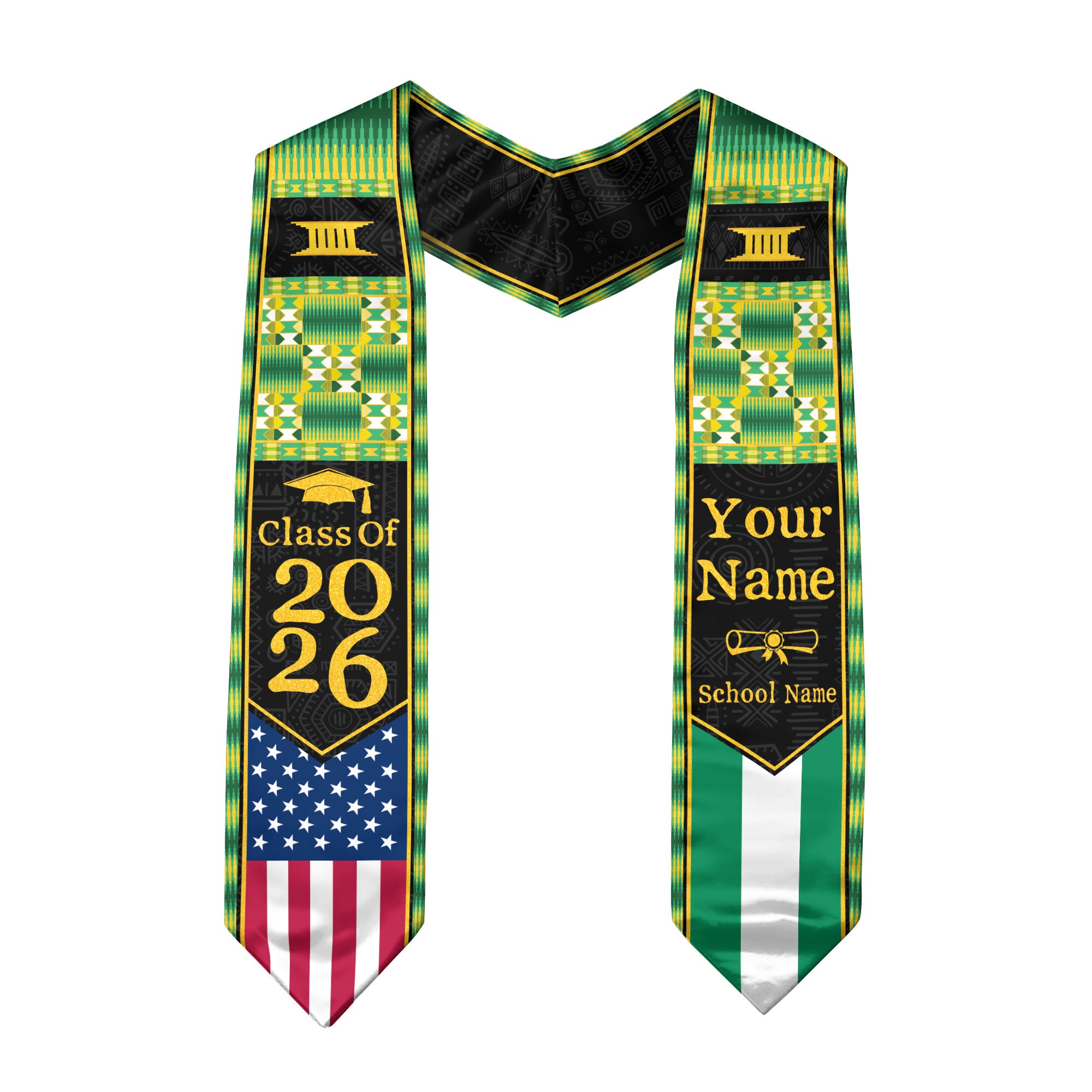 Customized Nigerian Graduation Stole with National Flag Inspired Style, Graduation Sash 2026
