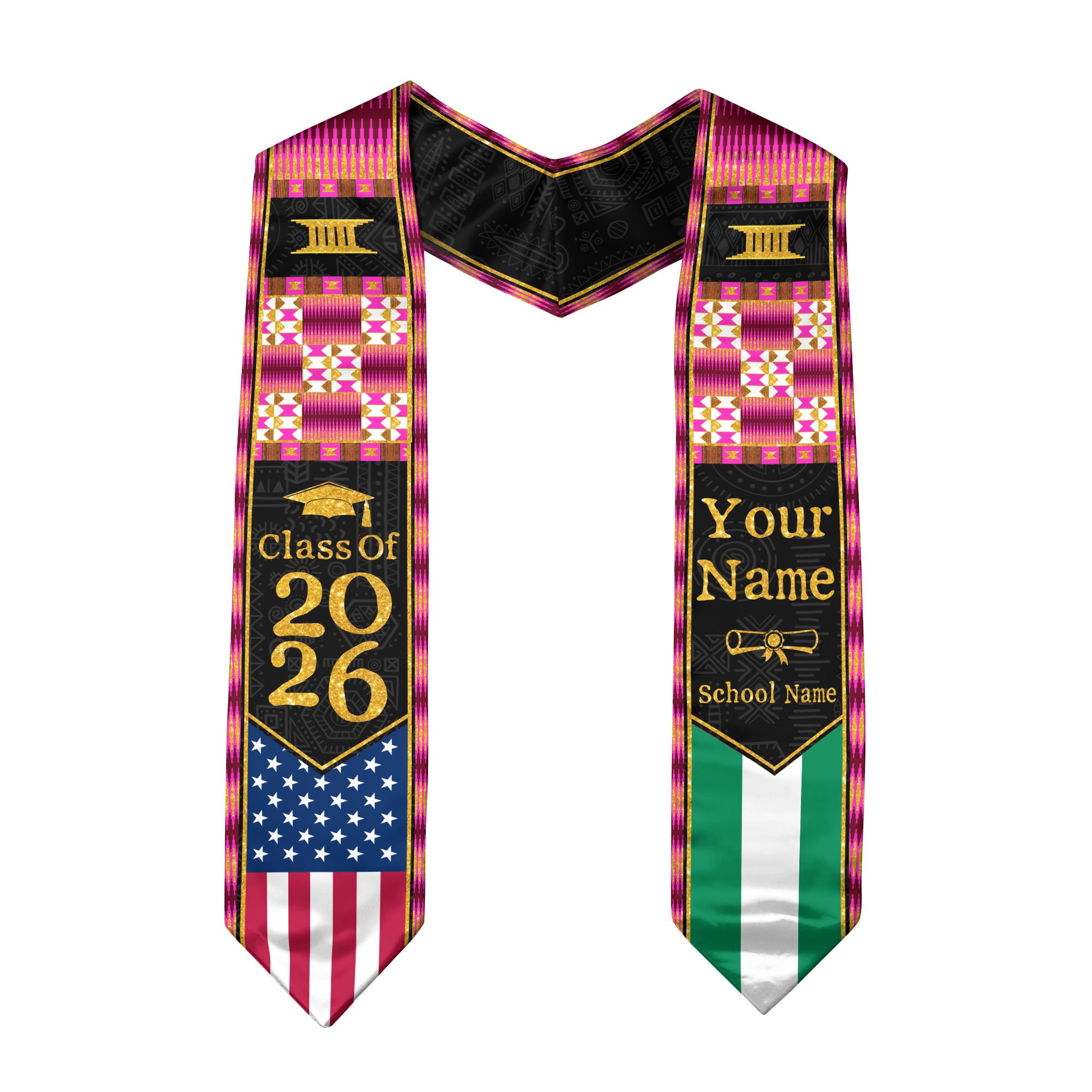 Customized Nigeria Graduation Sash Highlighting Traditional Flag Accents, Ceremony Stole 2026