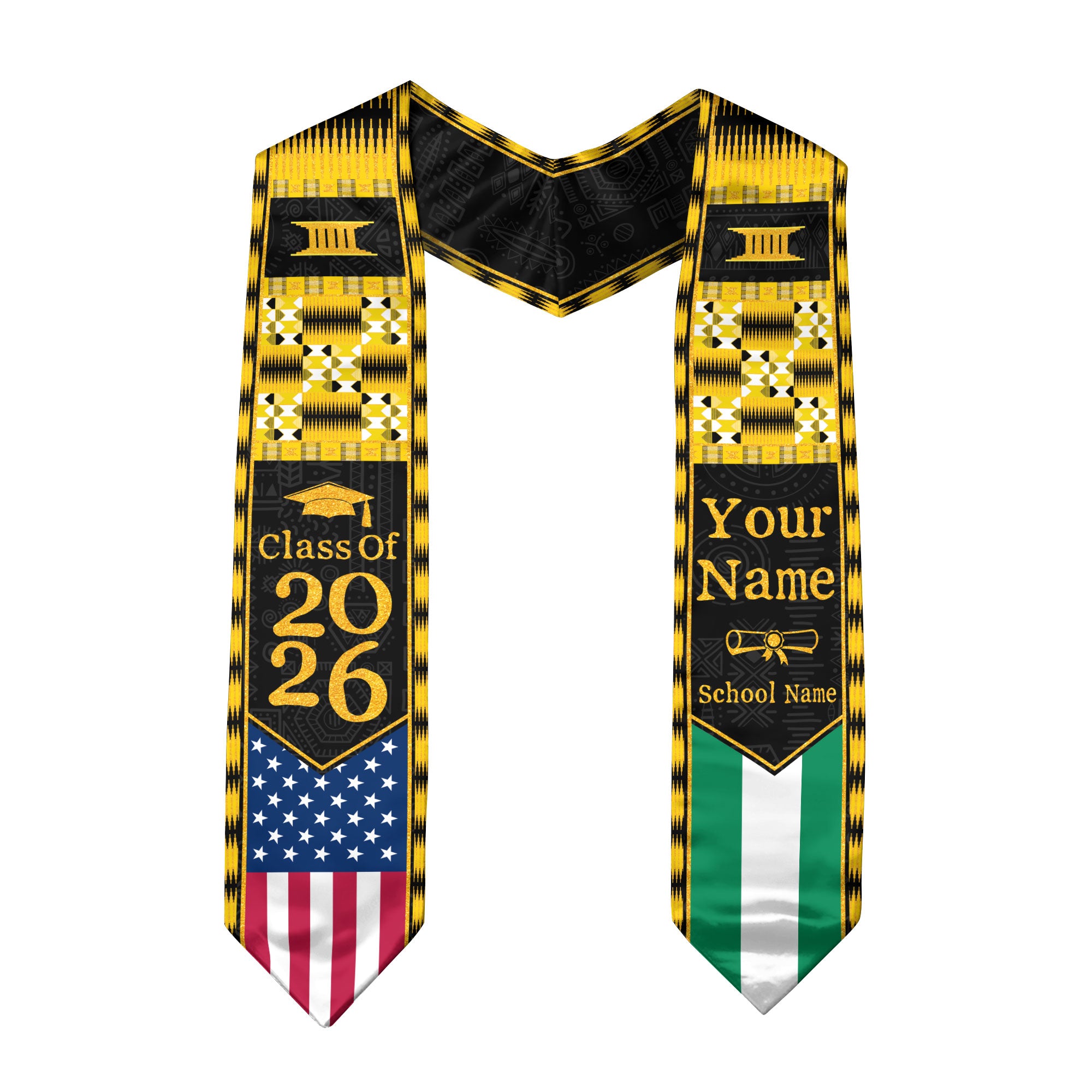 Customized Nigeria Graduation Stole with Patriotic Flag Color Design, Graduation Sash 2026