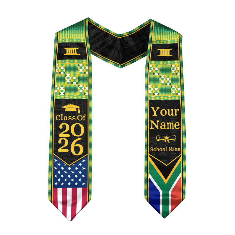 Customized South African Graduation Stole Featuring National Flag Style, Graduation Sash Class of 2026