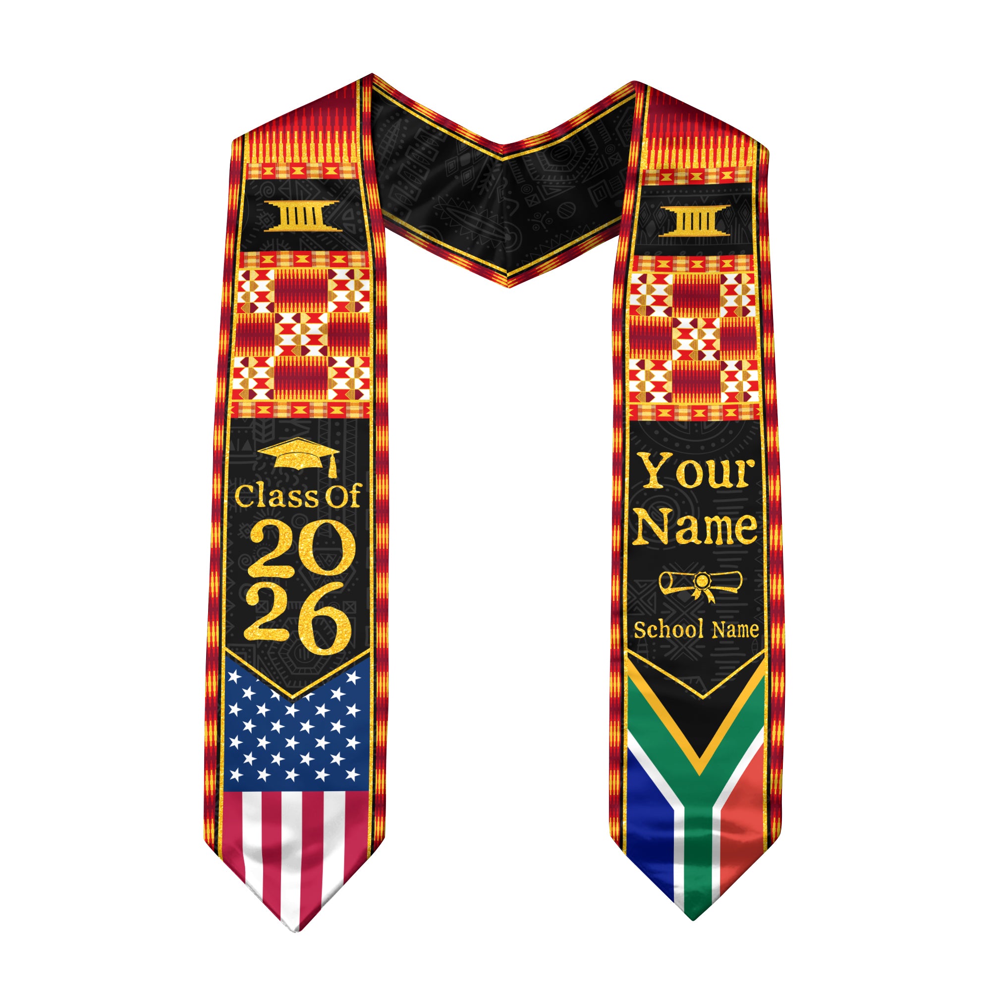 Customized South African Graduation Stole Inspired by National Flag Colors, Graduation Sash 2026