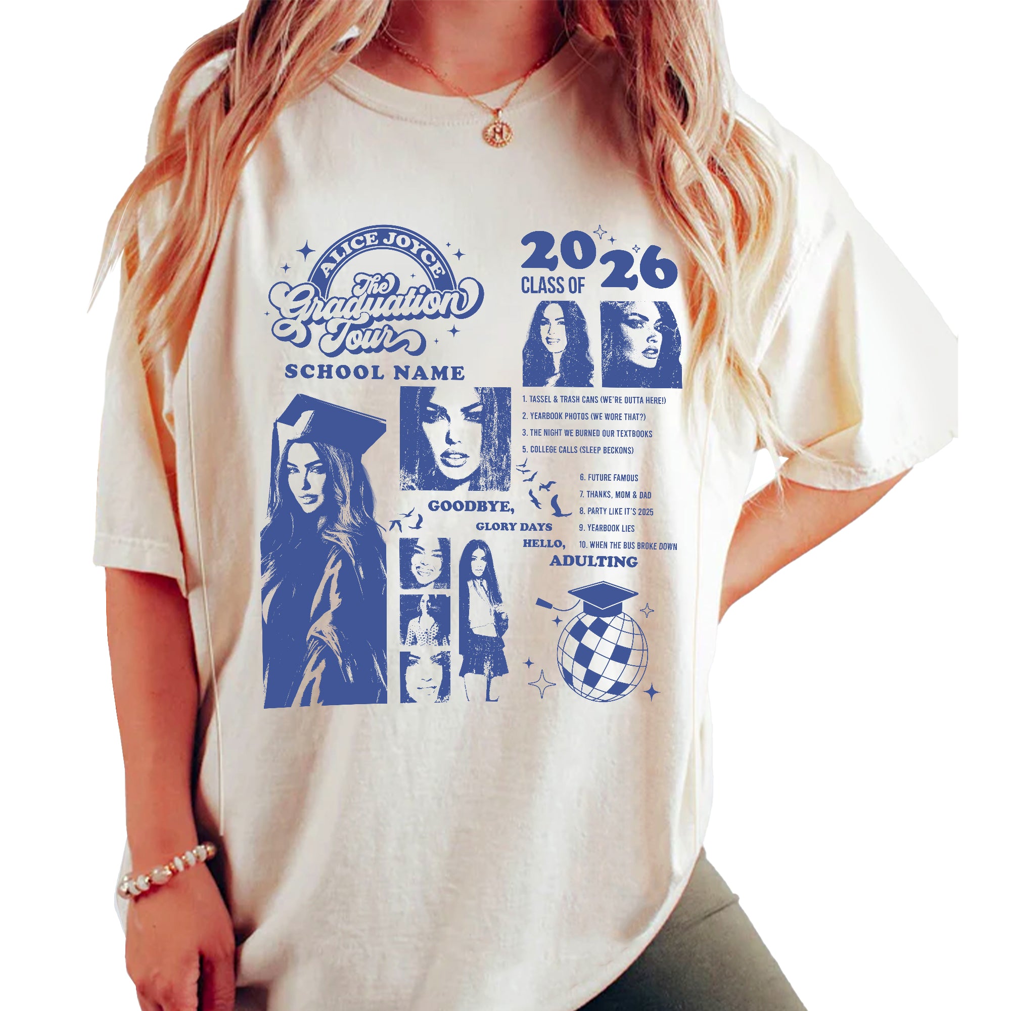 Custom Graduation Tour Shirt 2026 - Personalized Eras Style Graduate Photo T-Shirt