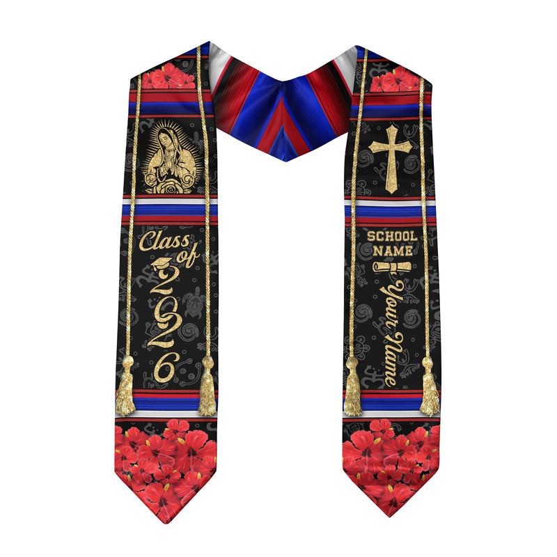 Puerto Rico Graduation Stole 2026, Puerto Rican Flag Sash, Custom Trim for Class of 2026