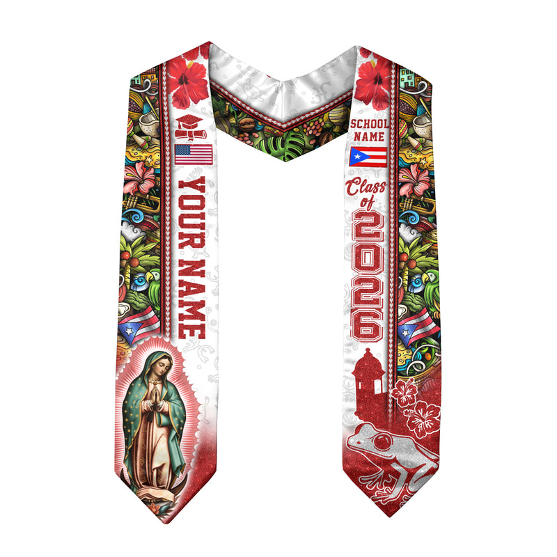 Puerto Rico Graduation Stole 2026, Puerto Rican Flag Sash, Custom Detail Option for Grads