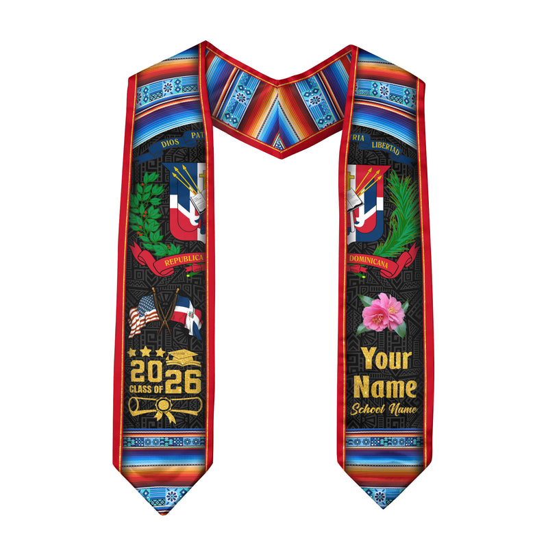 Dominican Graduation Stole 2026, Dominican Flag Sash, Tailored Detail for Class of 2026