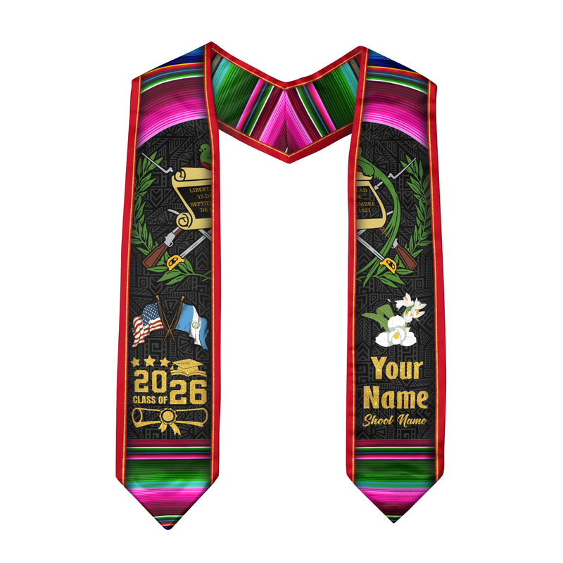 Guatemala Graduation Stole 2026, Guatemala Flag Sash, Custom Trim Option for Class of 2026