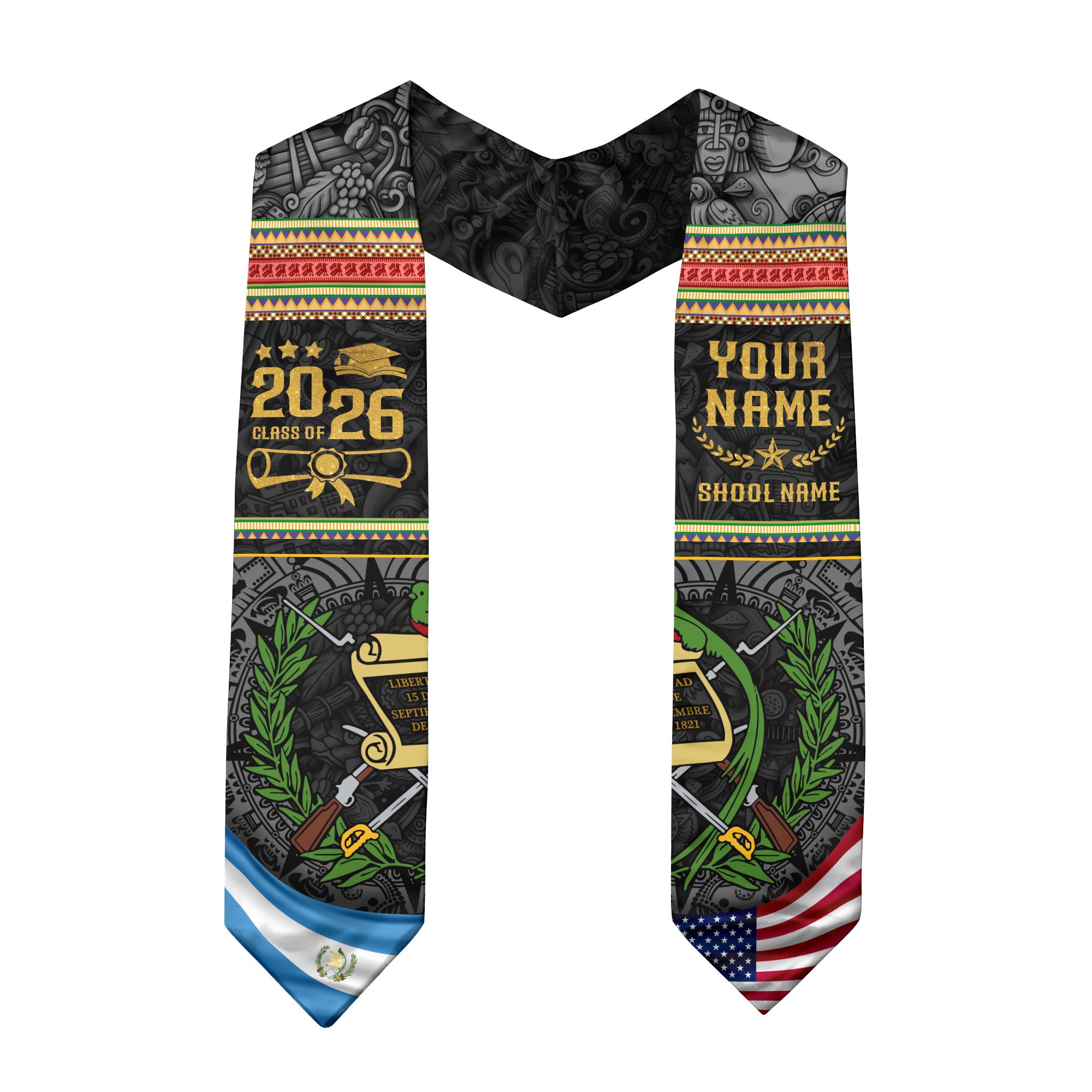 Guatemala Graduation Sash 2026, Guatemalan Flag Graduation Stole, Custom Finish Grads