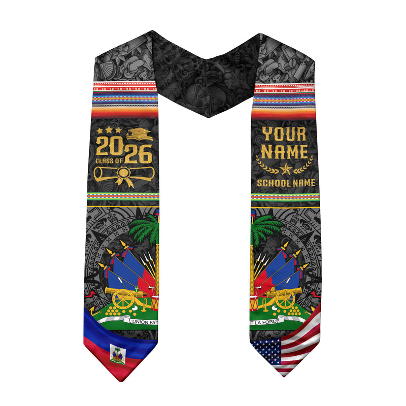 Haiti Flag Graduation Stole 2026, Haitian Grad Sash, Signature Finish for 2026 Grads