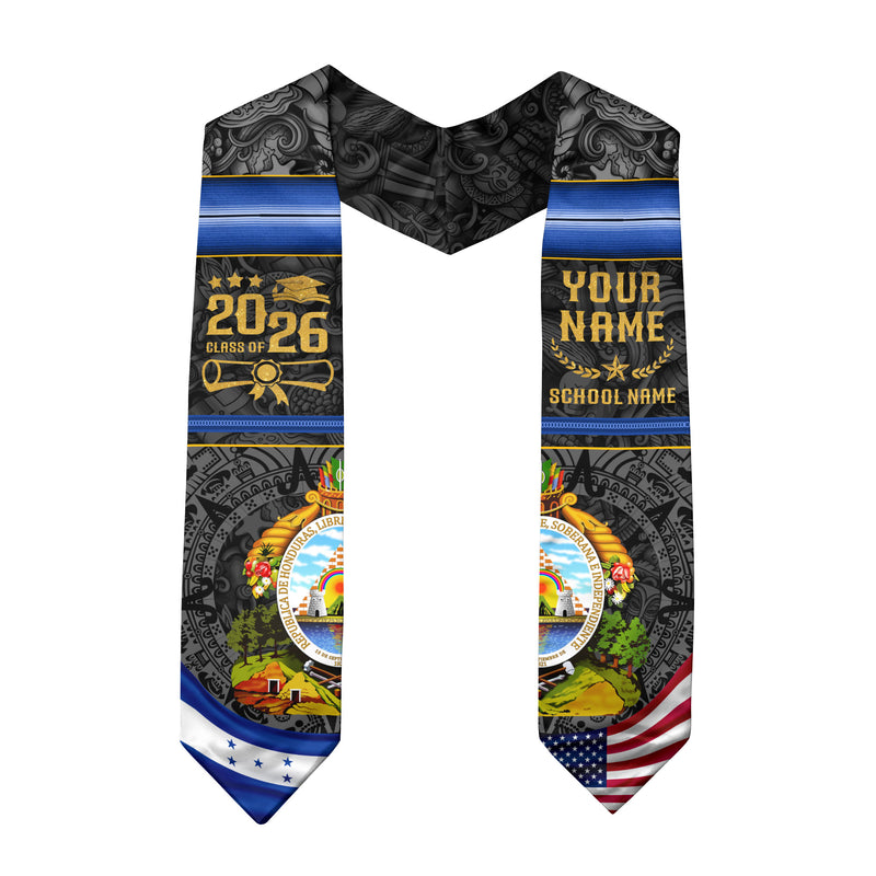 Honduras Flag Graduation Stole 2026, Honduran Grad Sash, Signature Finish for 2026
