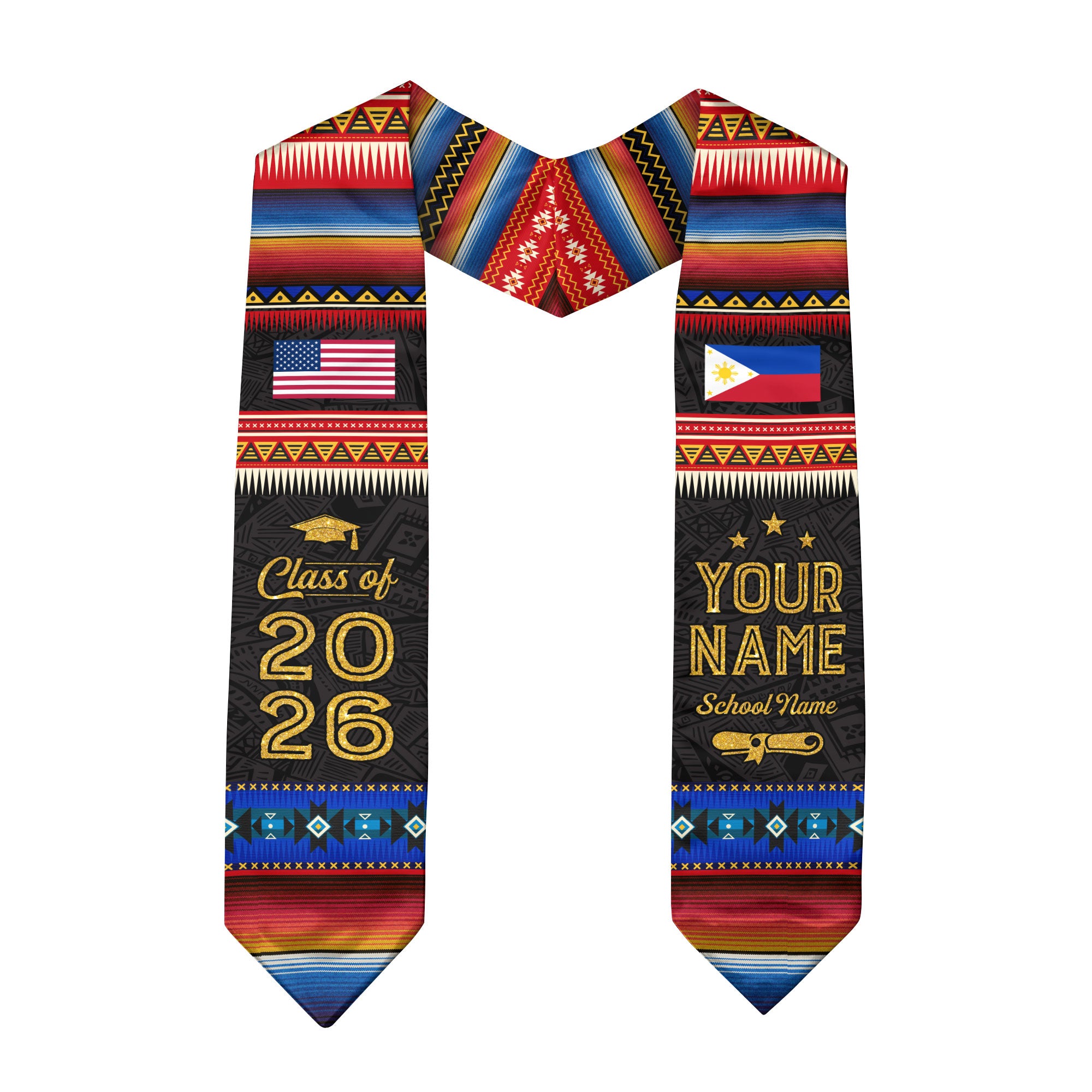 Filipino Graduation Sash 2026, Philippines Flag Graduation Stole, Personalized Detail