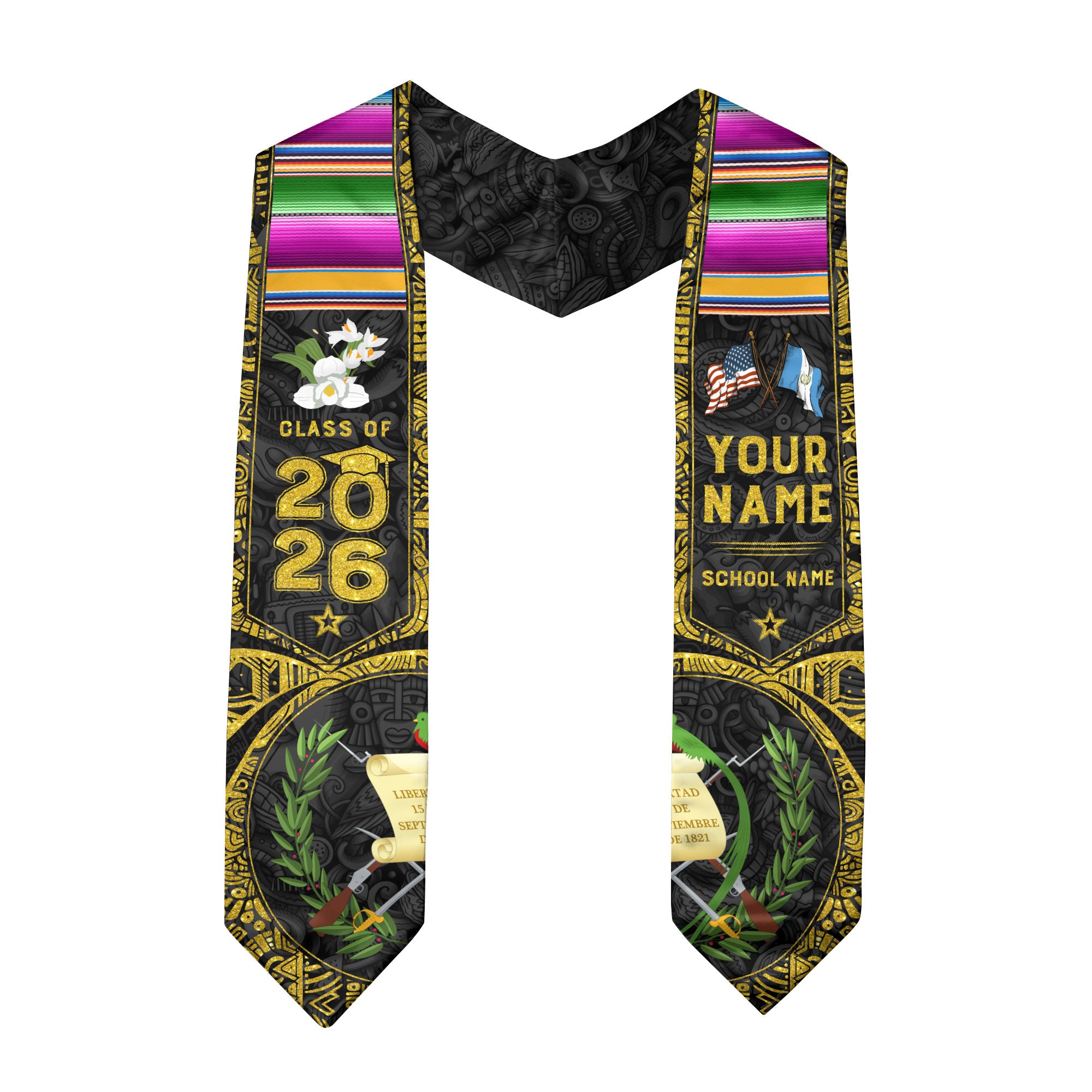 Guatemala Flag Graduation Sash 2026, Guatemala Graduation Stole, Bespoke Touch for Grads