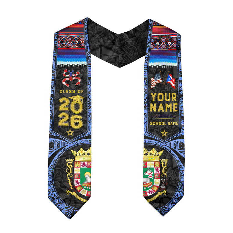 Puerto Rican Graduation Sash 2026, Puerto Rico Flag Graduation Stole, Personalized Detail