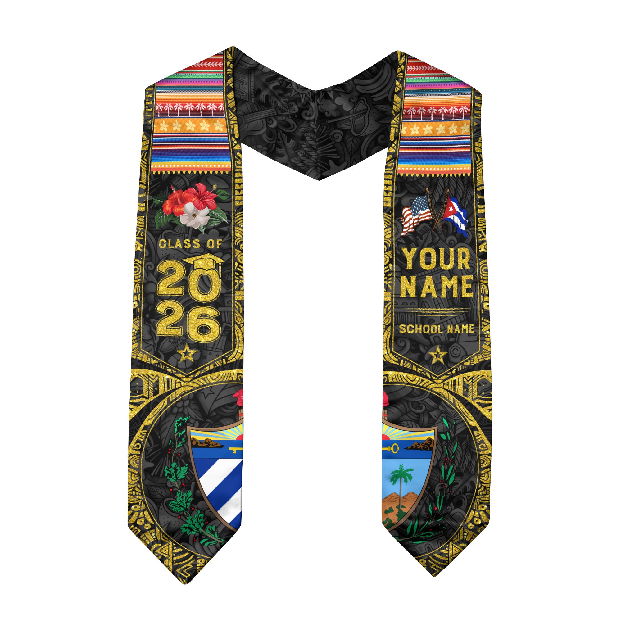 Cuban Graduation Cuban Graduation Sash 2026, Cuba Flag Graduation Stole, Personalized D ...