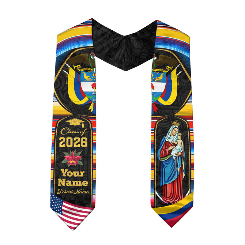 Colombian Graduation Stole 2026, Colombia Flag Sash, Custom Detail Choice for Class of 2026