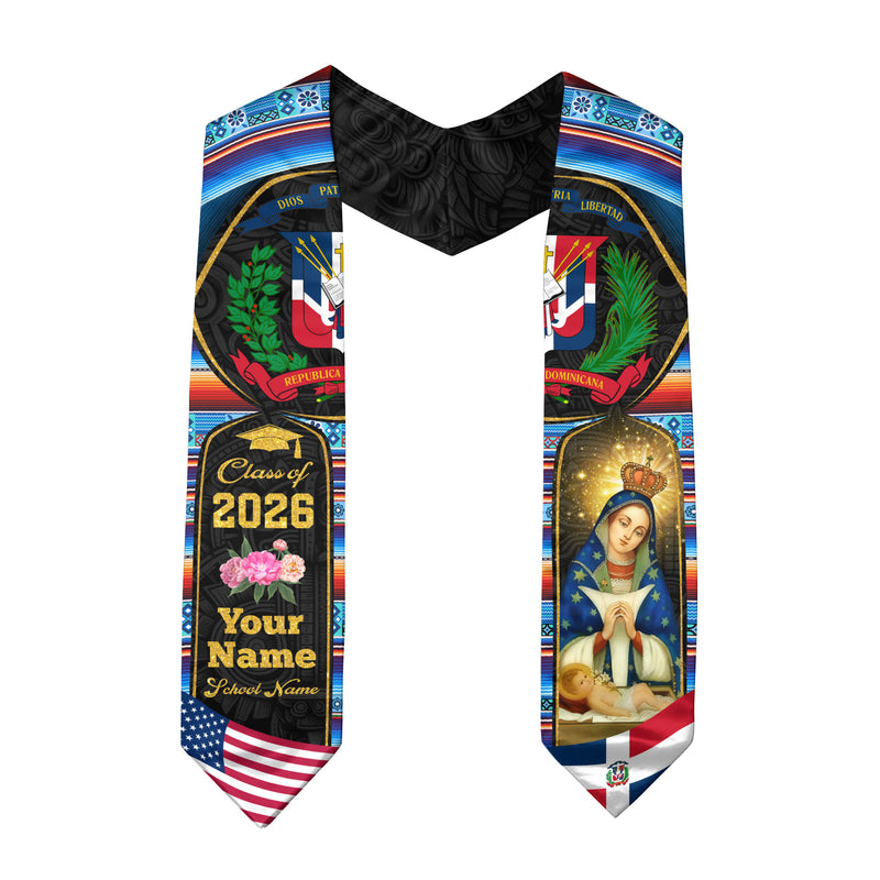 Dominican Graduation Stole 2026, Dominican Flag Sash, Custom-Ready Style for 2026