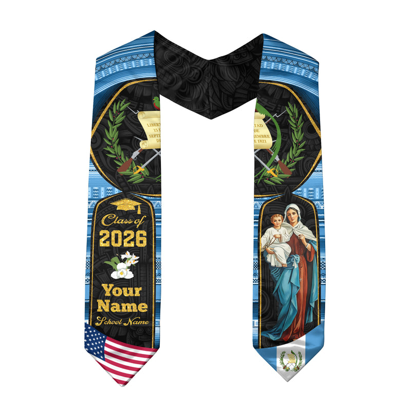 Guatemalan Graduation Stole 2026, Guatemala Flag Sash, Signature Finish for Class of 2026